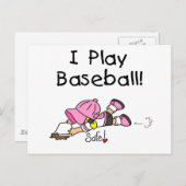 Mädchen Ich spiele Baseball-Hemden und Geschenke Postkarte (Vorne/Hinten)