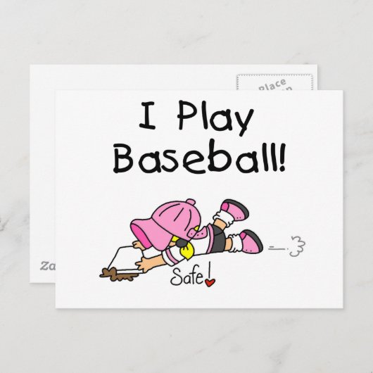 Mädchen Ich spiele Baseball-Hemden und Geschenke Postkarte (Vorne/Hinten)