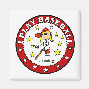Mädchen Ich Spiele Baseball T-Shirts und Geschenke Magnet