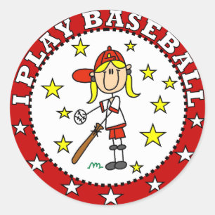 Mädchen Ich spiele Baseball T-Shirts und Geschenke Runder Aufkleber