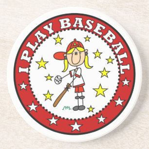 Mädchen Ich Spiele Baseball T-Shirts und Geschenke Sandstein Untersetzer