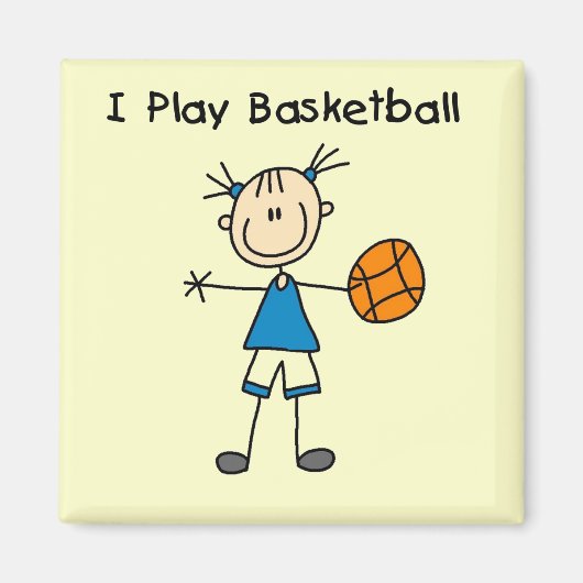 Mädchen Ich spiele Basketball-Tshirts und Geschenk Magnet (Vorne)