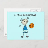 Mädchen Ich spiele Basketball-Tshirts und Geschenk Postkarte (Vorne/Hinten)