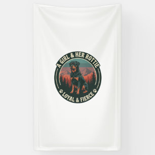 Mädchen Ihr Rottie Treuer Wilder Rottweiler Hund M Banner