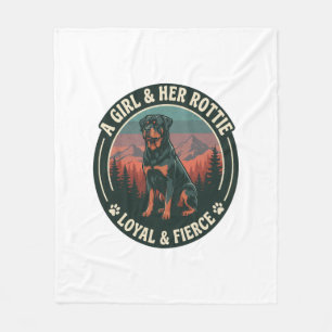 Mädchen Ihr Rottie Treuer Wilder Rottweiler Hund M Fleecedecke