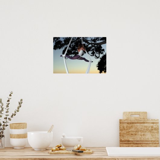 Mädchen im Baum, mit Seide aus der Luft suspendier Poster (Küche)