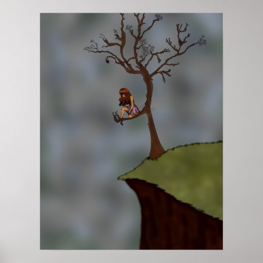 Mädchen im Baumposter Poster (Vorne)