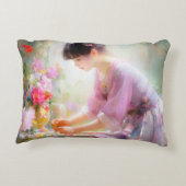 Mädchen im Blumengarten Dekokissen (Rückseite)