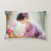 Mädchen im Blumengarten Dekokissen (Rückseite)