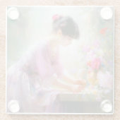 Mädchen im Blumengarten Glasuntersetzer (Rückseite)