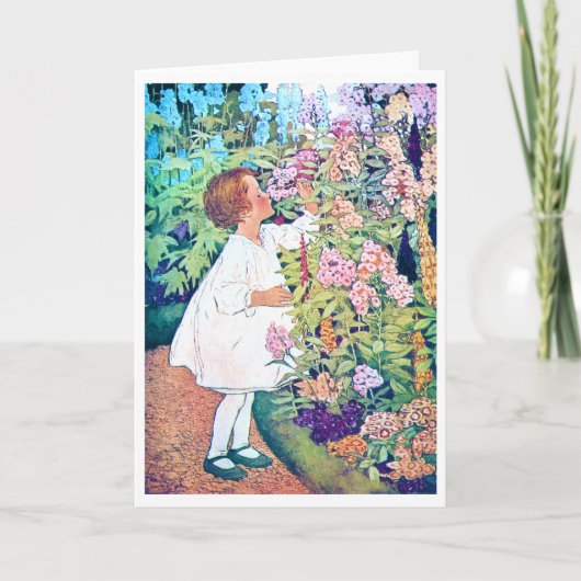 Mädchen im Blumengarten, Jessie Willcox Smith Karte (Vorderseite)