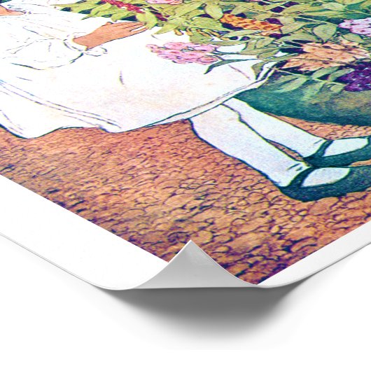 Mädchen im Blumengarten, Jessie Willcox Smith Poster (Ecke)