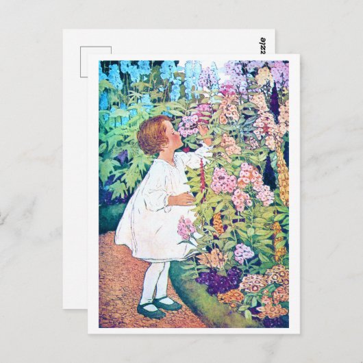 Mädchen im Blumengarten, Jessie Willcox Smith Postkarte (Vorne/Hinten)