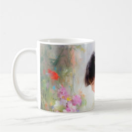 Mädchen im Blumengarten Kaffeetasse