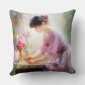 Mädchen im Blumengarten Kissen (Rückseite)