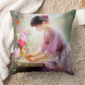 Mädchen im Blumengarten Kissen (Decke)