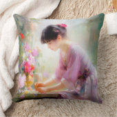 Mädchen im Blumengarten Kissen (Decke)