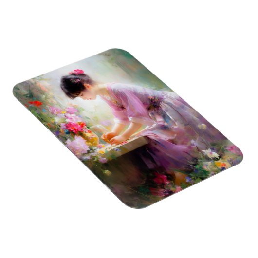 Mädchen im Blumengarten Magnet (Rechte Seite)