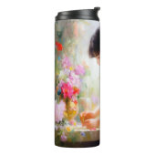 Mädchen im Blumengarten Thermosbecher (Nach links gedreht)