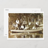 Mädchen im Camp in Row Boat Vintag Postkarte (Vorne/Hinten)