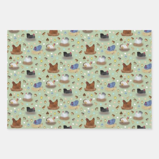 Mädchen im Coop - pfirsichfarben, gelb, sage grün Geschenkpapier Set (Vorderseite 3)