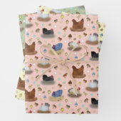 Mädchen im Coop - pfirsichfarben, gelb, sage grün Geschenkpapier Set (Beispiel)