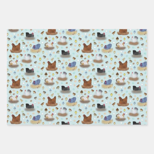 Mädchen im Coop - rosa, lila, minte aqua Geschenkpapier Set (Vorderseite 2)