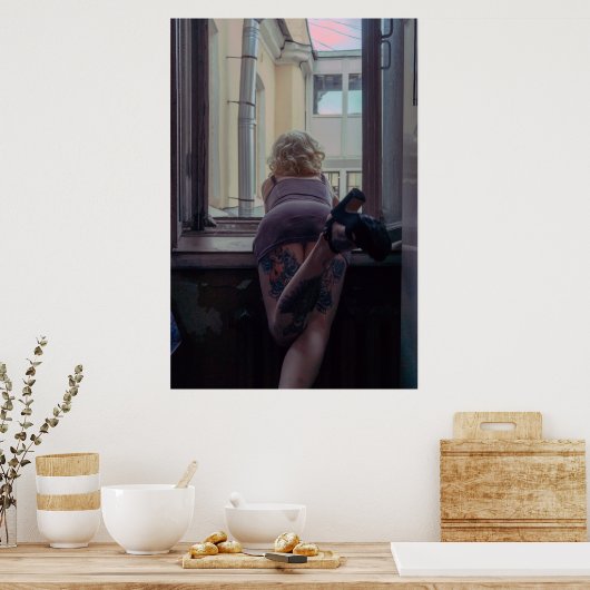 Mädchen im Fenster Poster (Küche)