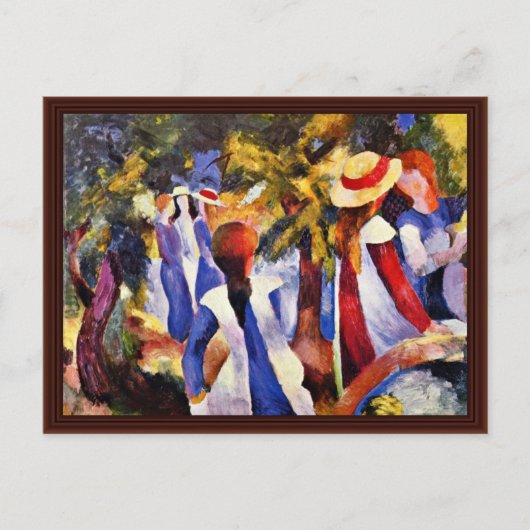 Mädchen im Freien durch Macke-August Postkarte (Vorderseite)
