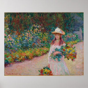 Mädchen im Garten Giverny, 1888 Poster