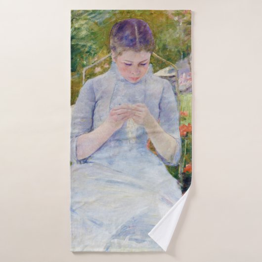 Mädchen im Garten, Mary Cassatt Badehandtuch (Badehandtuch)