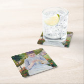 Mädchen im Garten, Mary Cassatt Rechteckiger Pappuntersetzer (Vor Ort)