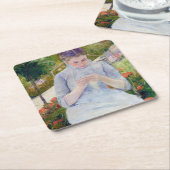 Mädchen im Garten, Mary Cassatt Rechteckiger Pappuntersetzer (angewinkelt)