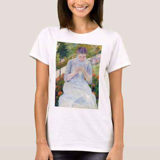 Mädchen im Garten, Mary Cassatt T-Shirt (Vorderseite)