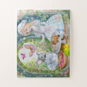 Mädchen im Garten mit Freundesrätsel Puzzle (Vertikal)