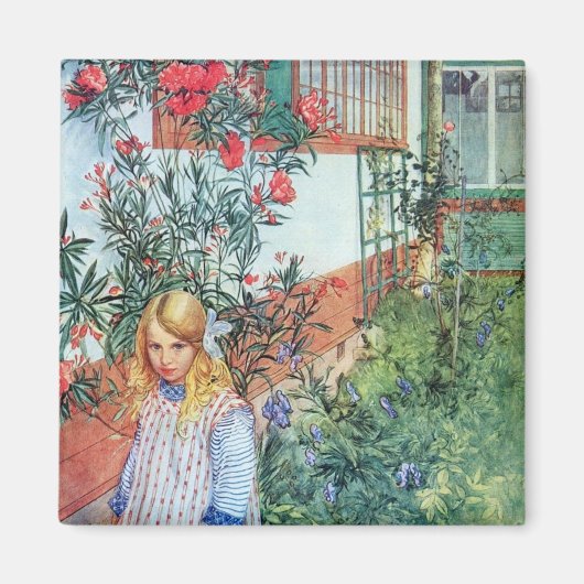 Mädchen im Garten mit roten Blume Magnet (Vorne)