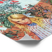 Mädchen im Garten mit roten Blume Poster (Ecke)