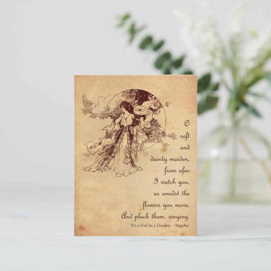 Mädchen im Garten Postkarte (Stehend Vorderseite)