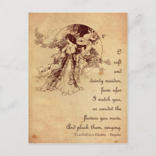 Mädchen im Garten Postkarte