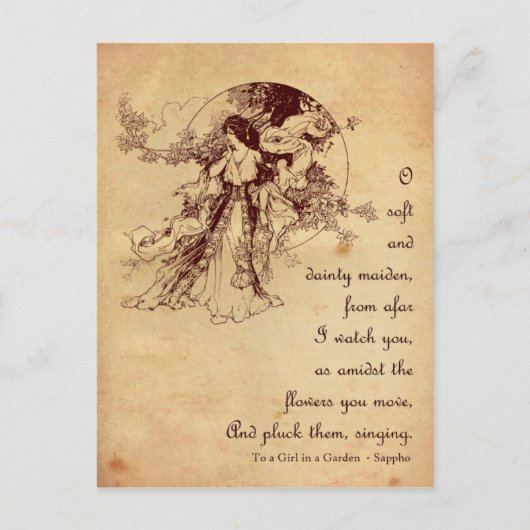 Mädchen im Garten Postkarte (Vorderseite)