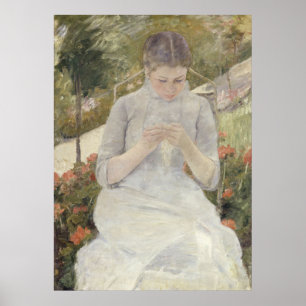 Mädchen im Garten von Mary Cassatt Poster