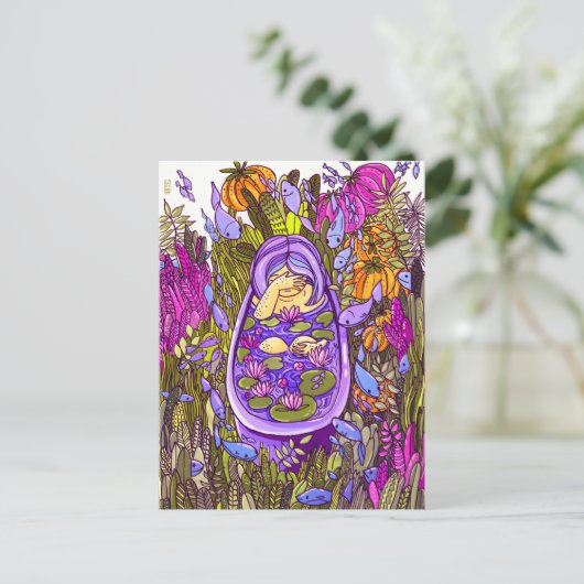 Mädchen im Gartenpool Postkarte (Stehend Vorderseite)