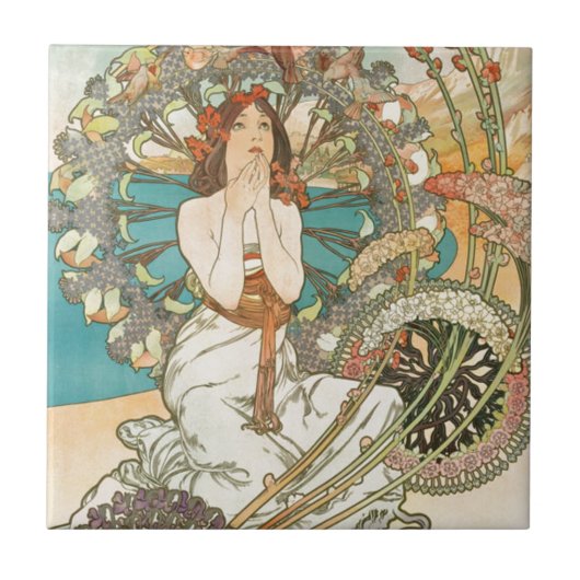 Mädchen im Gebet Fliese (Vorderseite)