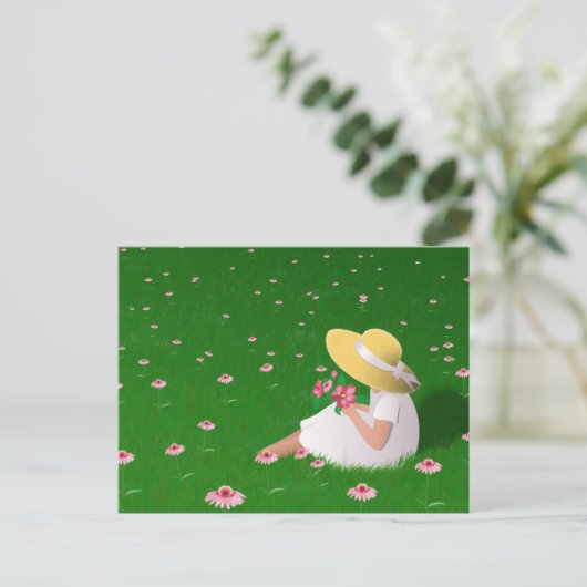 Mädchen im Gras Postkarte (Stehend Vorderseite)