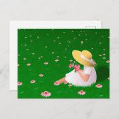 Mädchen im Gras Postkarte (Vorne/Hinten)
