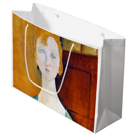 Mädchen im Grünen, Modigliani Große Geschenktüte (Vorderseite Schrägansicht)