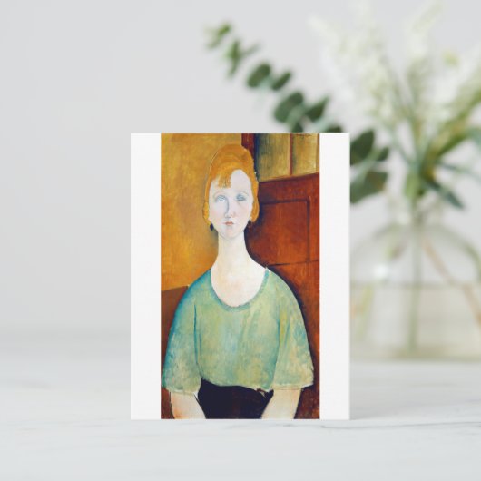Mädchen im Grünen, Modigliani Postkarte (Stehend Vorderseite)