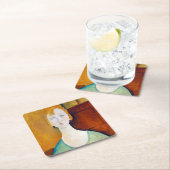 Mädchen im Grünen, Modigliani Rechteckiger Pappuntersetzer (Vor Ort)