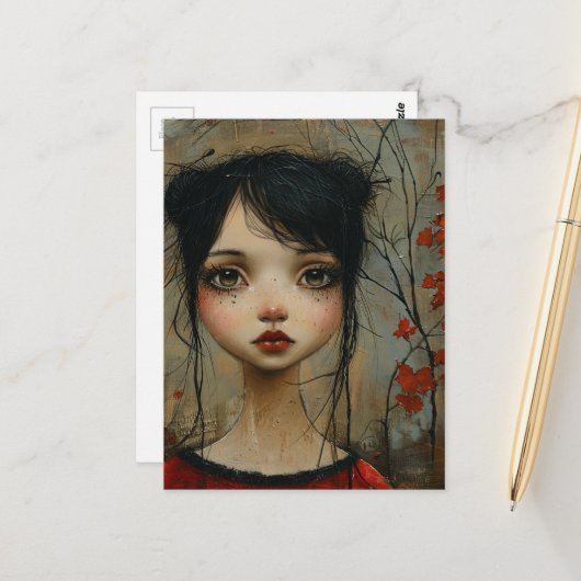 Mädchen im Herbst Postkarte (Vorderseite/Rückseite Beispiel)