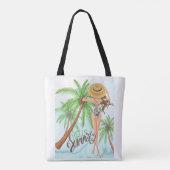 Mädchen im Hut-Mode-Illustrations-hallo Sommer Tasche (Rückseite)